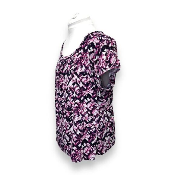 Worthington Womens Stretch Top 1X Abstract Print Polyester/Spandex Blend - Picture 2 of 7